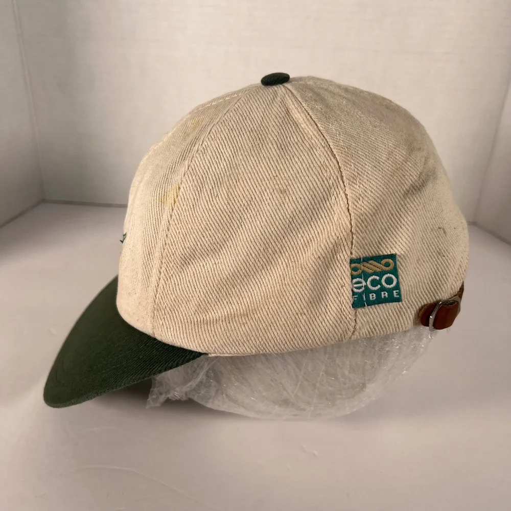 Park‎ City Hats Outdoor Festival Cap Beige Green Adjustable Strap Eco Fibre VTG